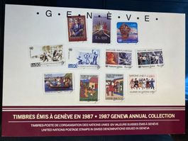 UNO Genf 1987 alle Briefmarken des Jahres Folder gestempelt