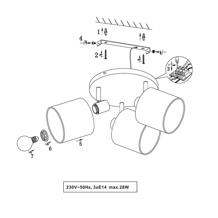 Lustres & lampes de plafonds: Deckenleuchte, Weiss, 3er Spot, 25 cm Ø – Neuf (Voir description) à Kreuzlingen par Smart-Light 3