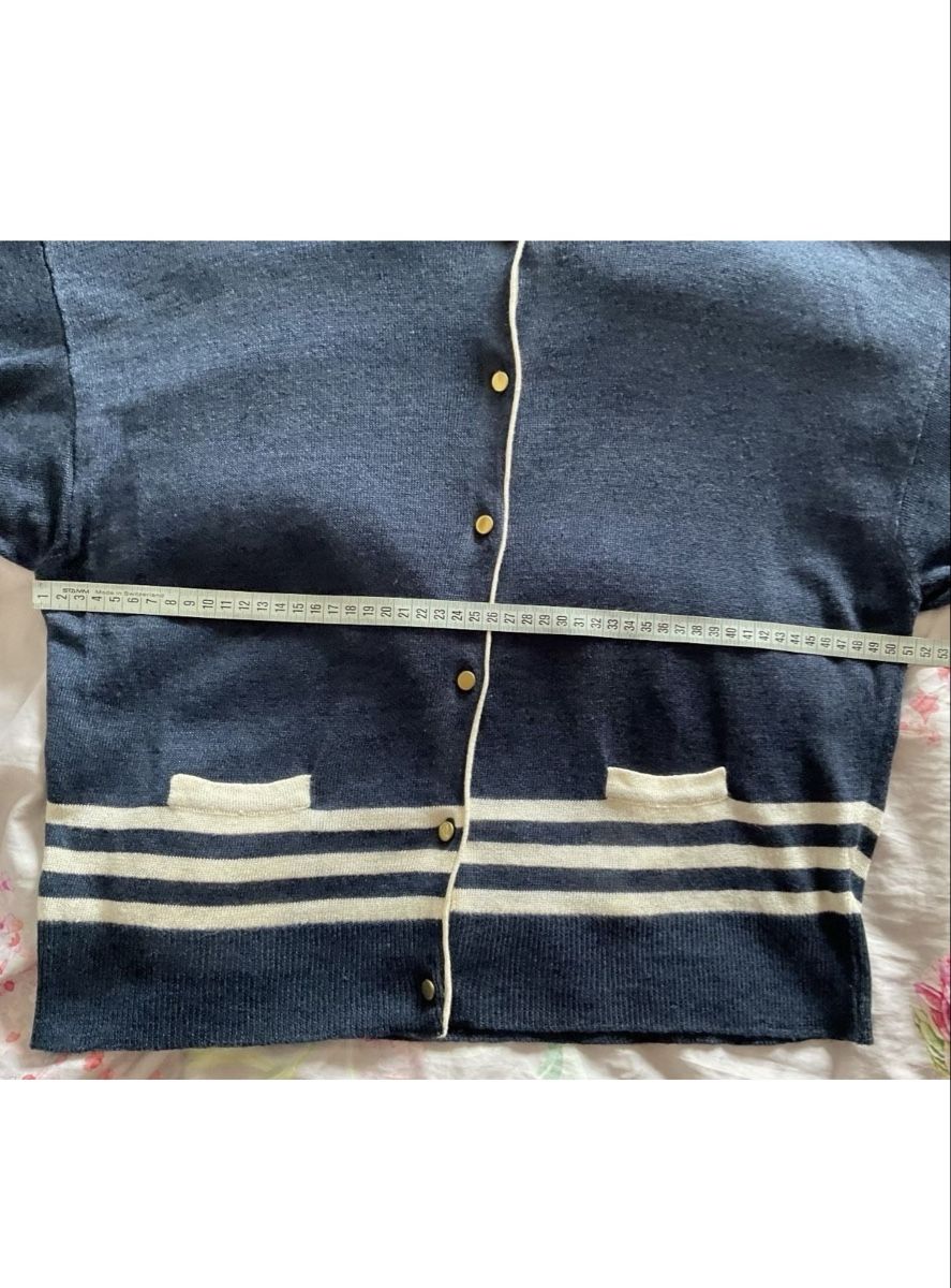 Giacche: BIG Leinen Strickjacke, Gr. M, blau/weiss – Usato da Opfikon venduto da acoaee 3