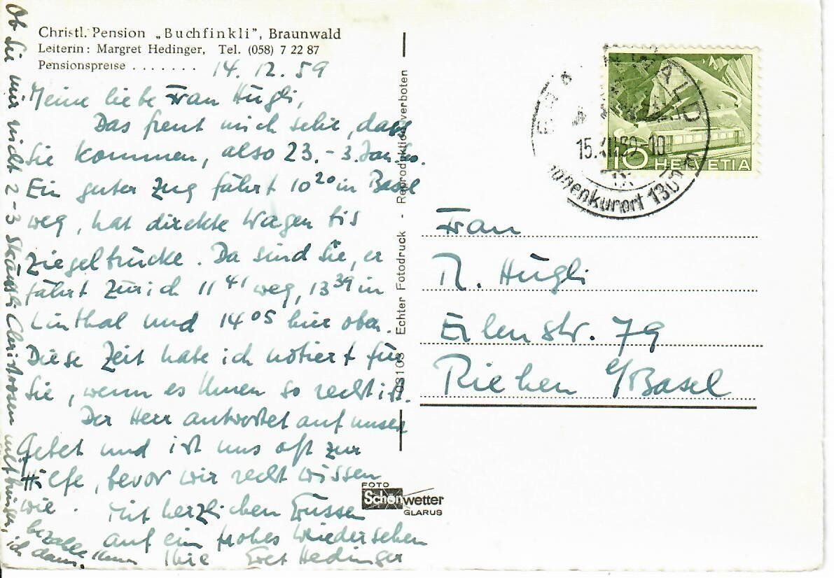 Cartes postales: Pension Buchfinkli Braunwald – D'occasion à Hochdorf par Ziegel-16 1