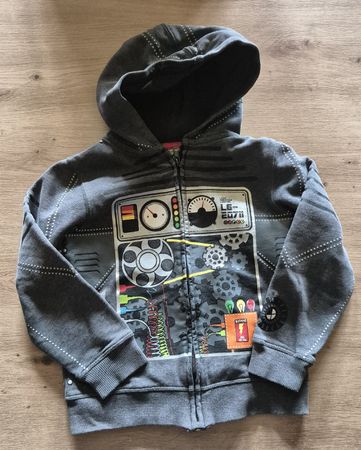 Kinder Kapuzenjacke grau mit Roboter Motiv Grösse 110