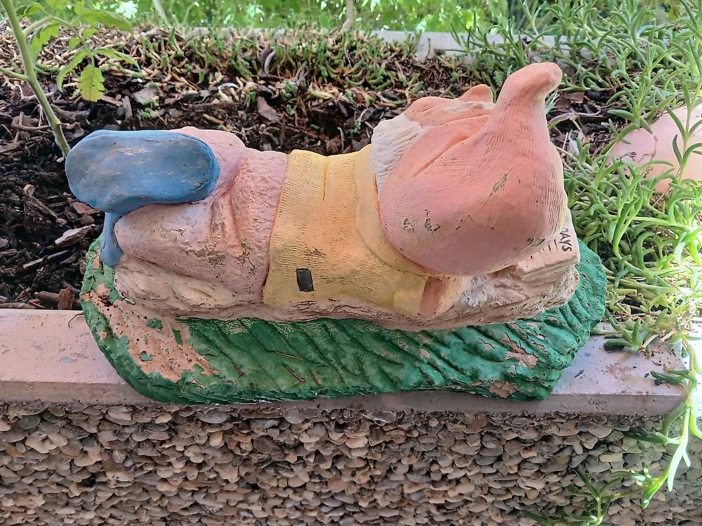 Statuette: Gartenzwerg liegend beim Lesen – Usato da Langnau am Albis venduto da Alhambra1976 1