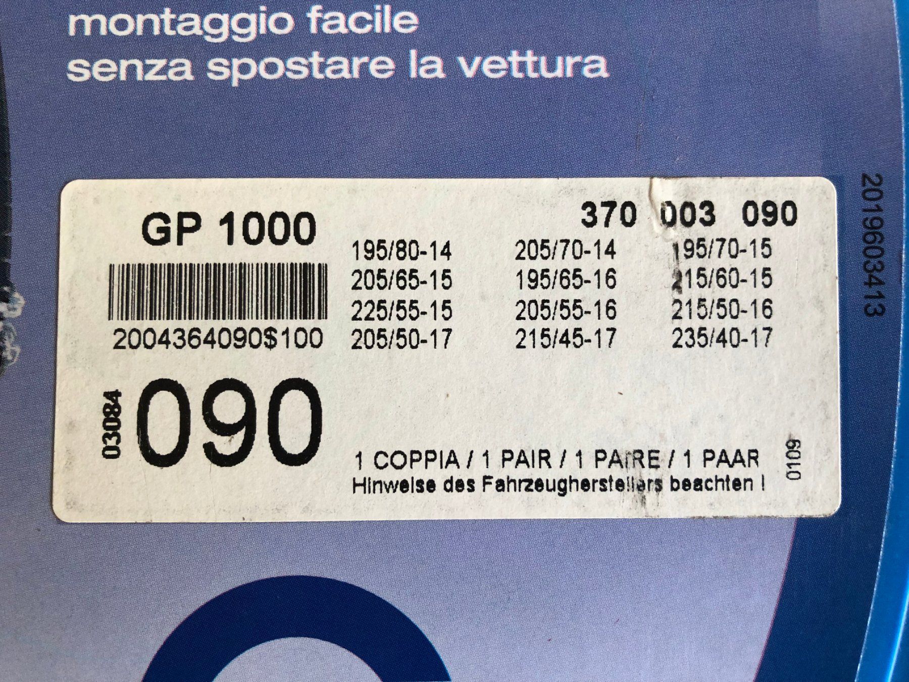 Catene da neve: Gamaparts GP 1000 Schneeketten – Usato da Kriessern venduto da schwedenstahl_fan 3