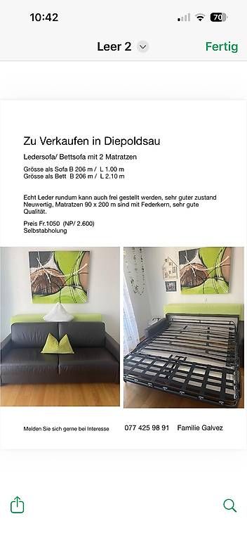Sofas: Leder Sofa  – D'occasion à Diepoldsau par sim_8mcg 2