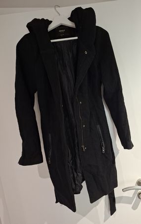 Damen Mantel Only schwarz mit Kapuze