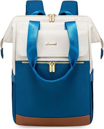 Rucksack | Laptop Tasche | Schule Reiserucksack Beige & Blau