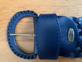Geflochtener Ledergürtel blau 90 cm