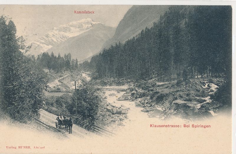 Cartoline postali: Spiringen Klausenstrasse Kutsche c1900 – Usato da Emmenbrücke venduto da teestube