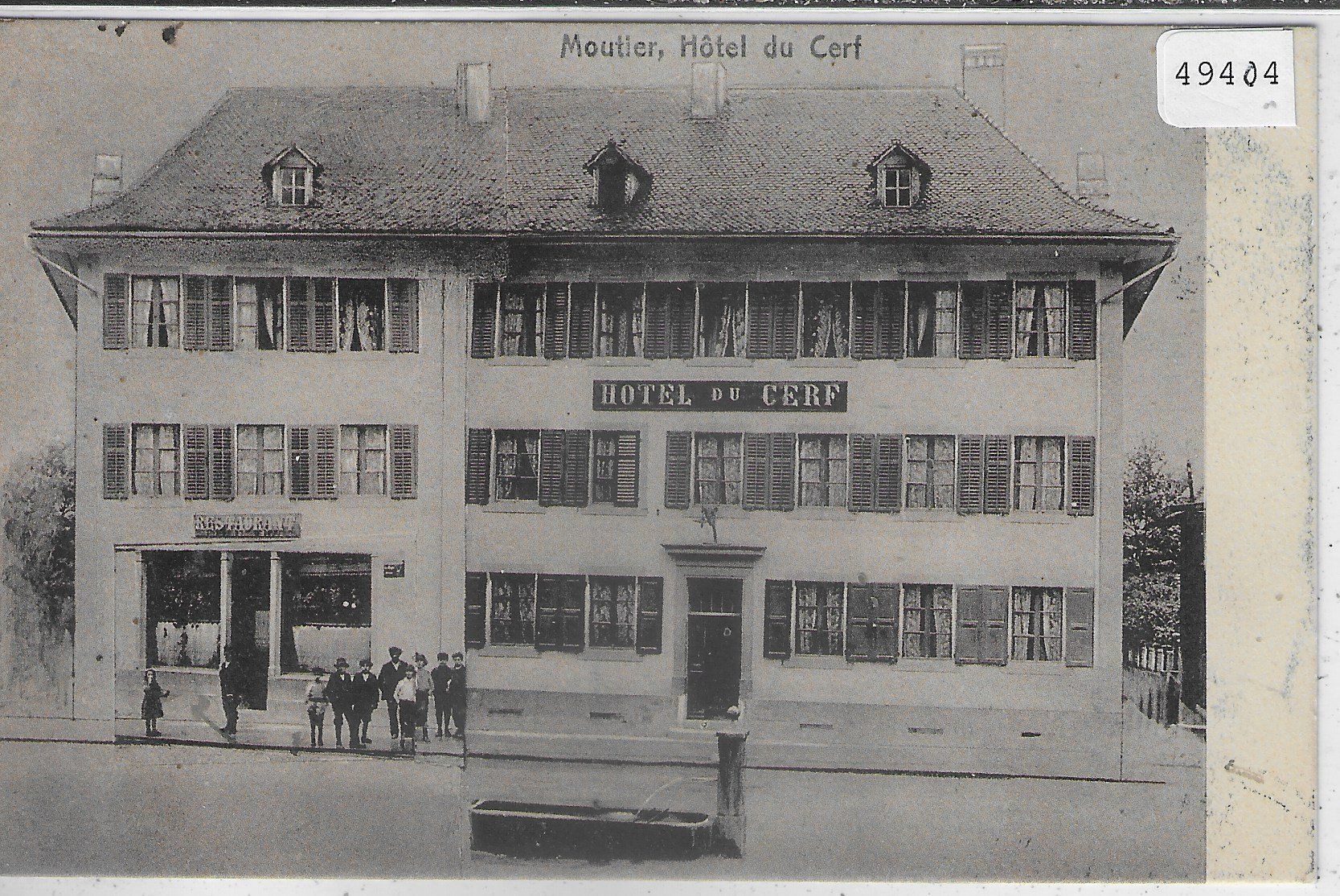 Cartoline postali: Moutier - Hotel du Cerf - animee – Usato da Ettingen venduto da Kartenplanet