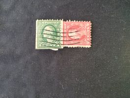 US posteage 2 George Washington 2 cent rot 1 cent Grün 1912