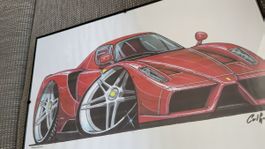 Ferrari Original Kunstwerk, gerahmt, selten! 🎨🏎️