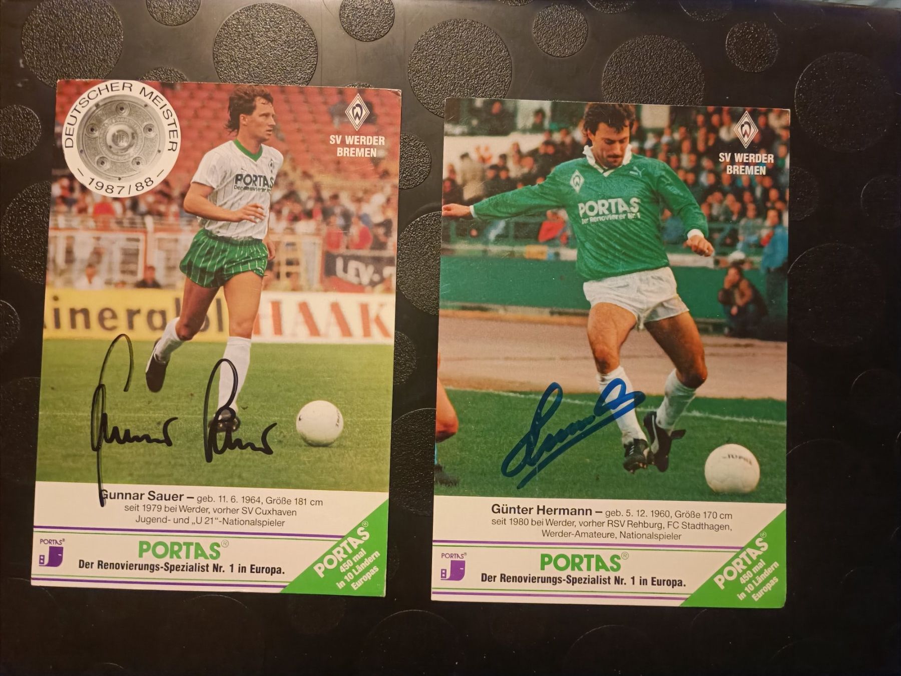 Autografi: Weder Bremen - 2x handsignierte alte Karten – Usato da Menziken venduto da Artographs
