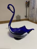 Blaue Glas Schwan Deko