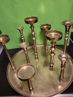 Kerzenständer Set gold/silber 9-teilig auf Tablett gebraucht
