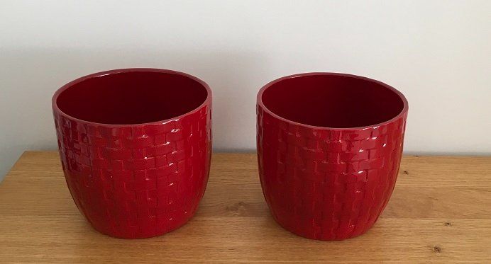 Blumentöpfe: Set: 2 Blumentopfe , H:13,5 cm, D: 14 cm – Gebraucht aus Mellingen von RigaOper 3
