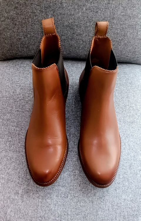 Bottines Homme Clerget En Cuir Marron - Taille 44,5 (10,5 US), Fermeture éclair, Jamais Portées - Occasion Vintage