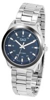 Q&Q Citizen® Herrenuhr 40mm 5 Bar Edelstahl Silber Blau NEU