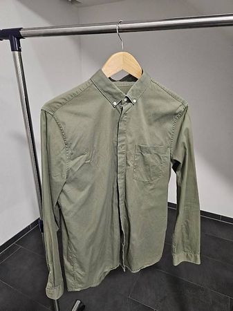 H&M Regular Fit Herren Hemd, Grösse M, Olive Grün