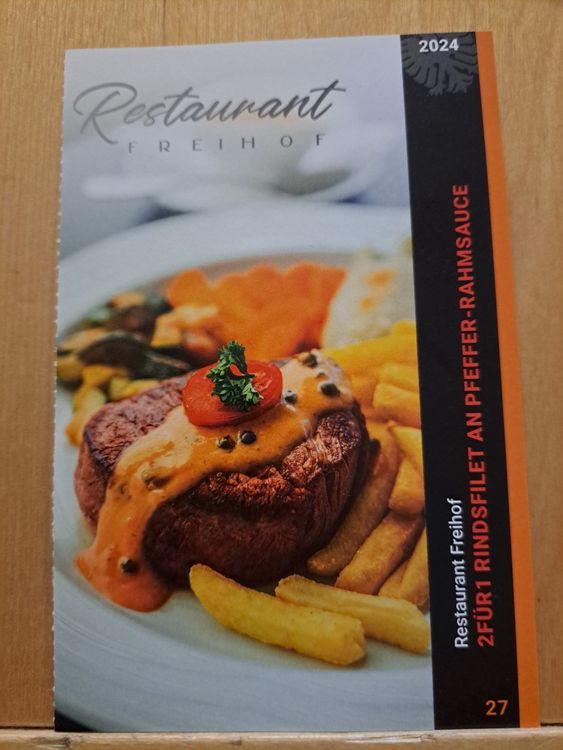 2 für 1 Rinderfilet Restaurant Freihof Rupperswil | Kaufen auf Ricardo