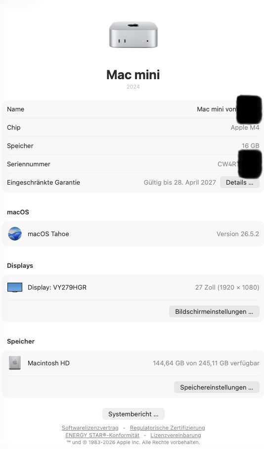 Apple PCs: Mac mini m4 16gb 256gb – Gebraucht aus Neuhausen am Rheinfall von gro_f85r 4