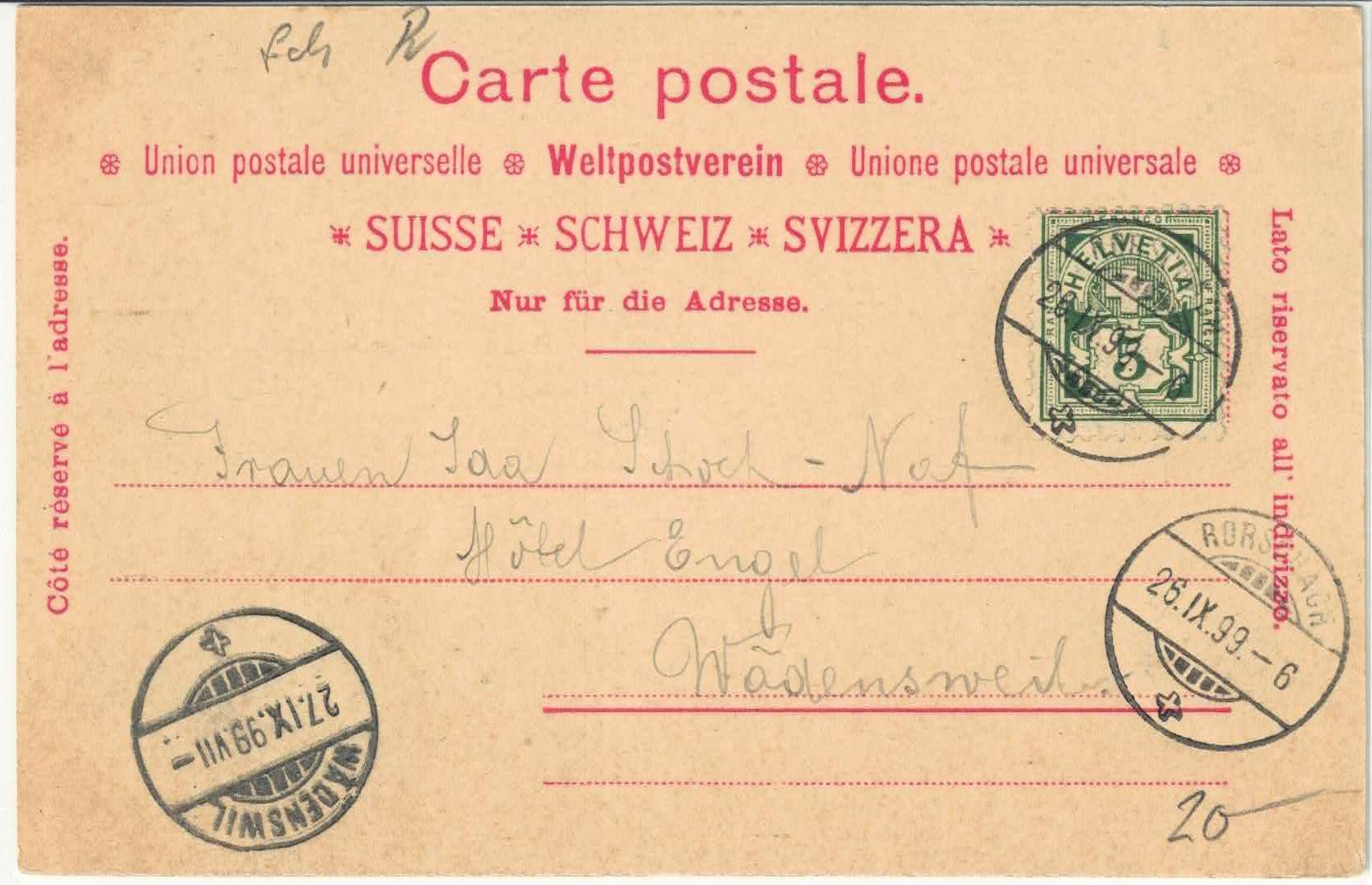 Cartoline postali: Gruss aus Rorschach 1899 – Usato da Ettingen venduto da Kartenplanet 1