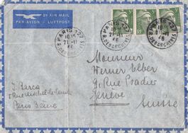 FLUGPOST Paris-Geneve 1946  mit 3x Marianne, ab 1.--