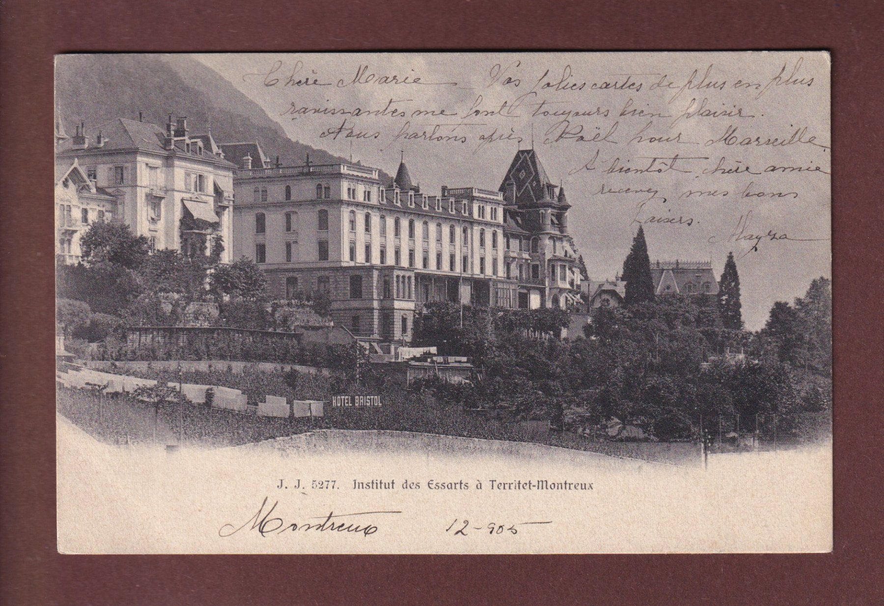 Cartes postales: MONTREUX - Institut des Essarts - 1905 – D'occasion à Pully par nicecards-shop