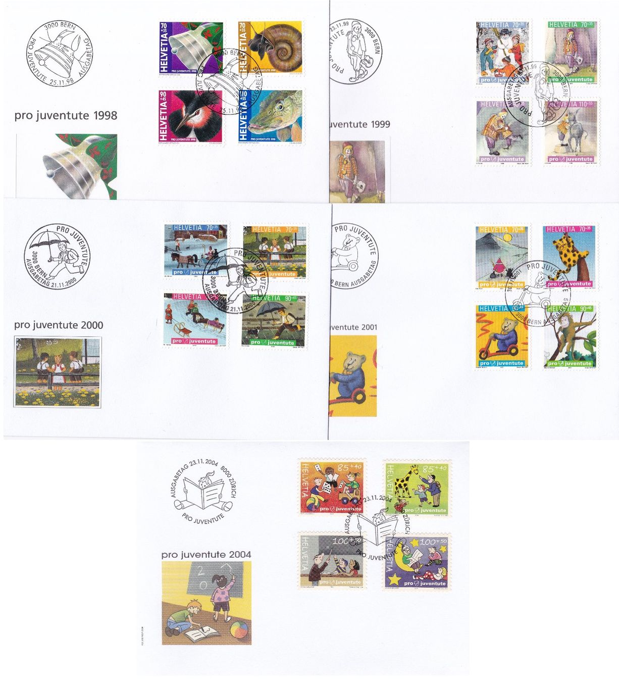 Alle Briefmarken: 54 Stk. Pro Juventute FDCs ab 1958 – Gebraucht aus Münchwilen AG von Nesar 9