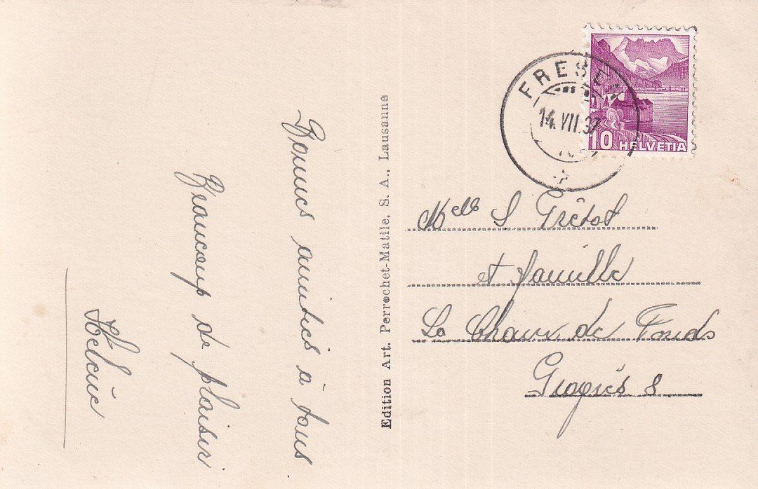Ansichtskarten: Frésens  NE       en 1937 – Gebraucht aus Brig von Valcards54 1