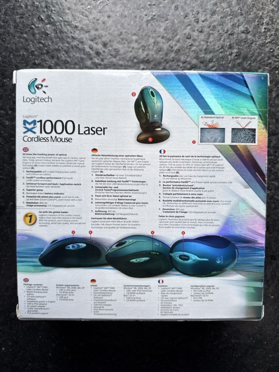 Logitech Mouse: Logitech MX 1000 Laser Cordless Mouse - Neu + Originalverpa. – Nuovo e nell'imballaggio originale da Halten venduto da G-Minus 2