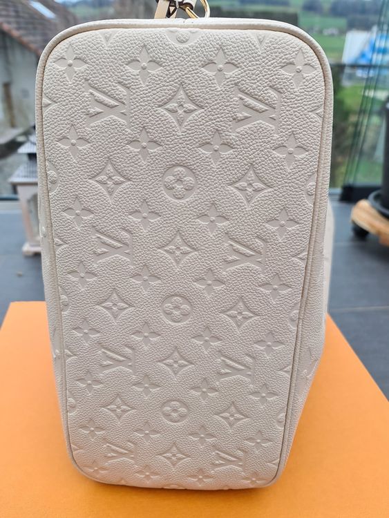 VERKAUFT - Louis Vuitton Tasche Shopper Neverfull Empreinte Leder Creme *  wie NEU mit Beleg von November 2020