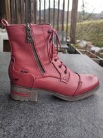 Rote Schnürstiefelette Mustang, Gr. 38, neuwertig