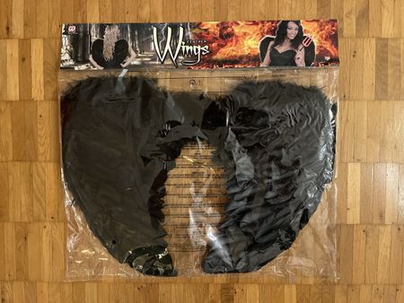 Ailes en plumes noires Widmann Carnaval 37x50 cm NEUF