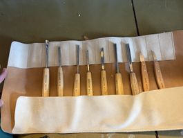 Schnitzwerkzeug Set in Lederrolltasche gebraucht