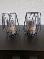 2er Kerzenhalter Metall schwarz modern mit Kerzen Neu! 