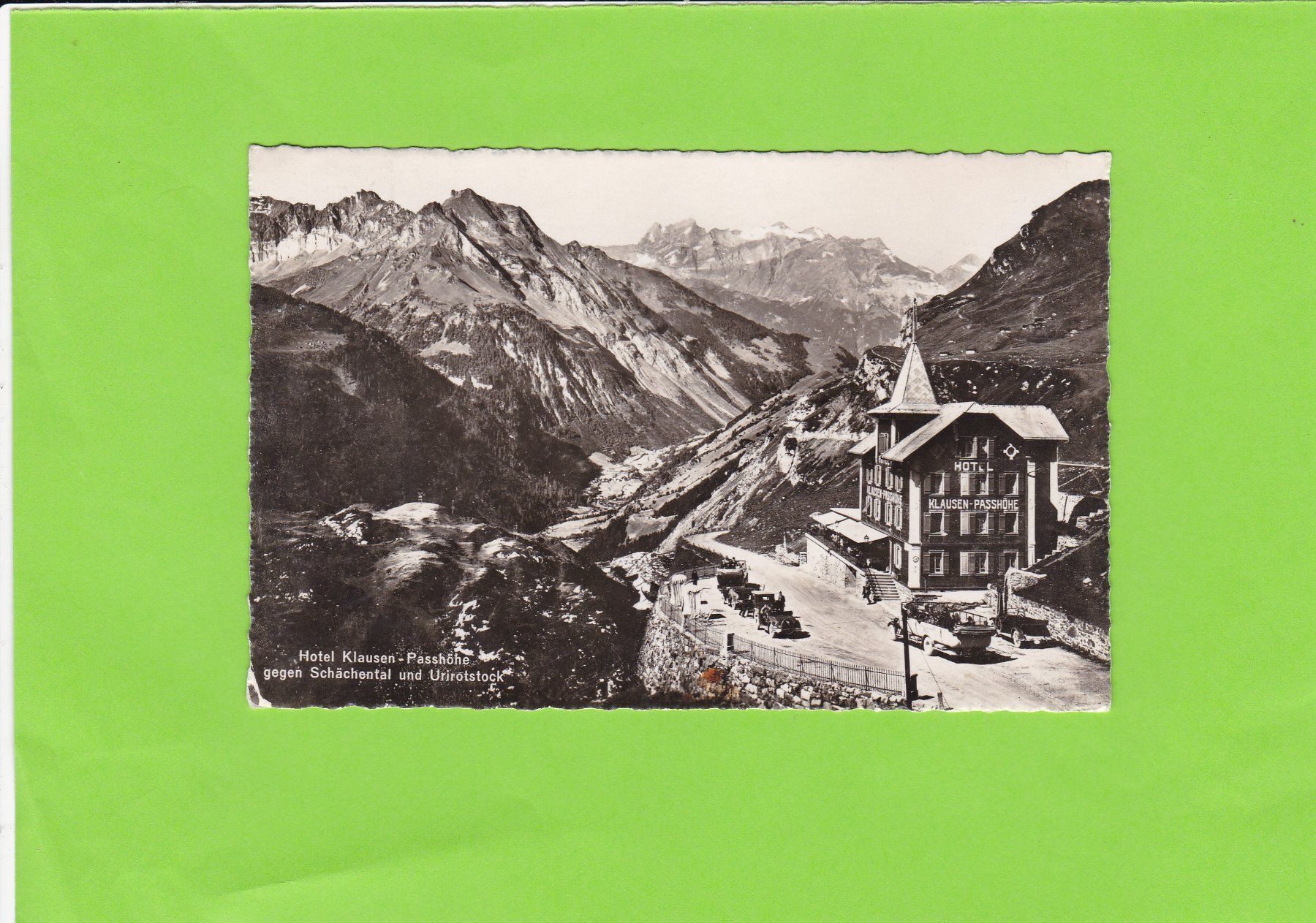 Cartoline postali: Hotel Klausen-Passhöhe-offenes Postauto – Usato da St. Peterzell venduto da neckertal