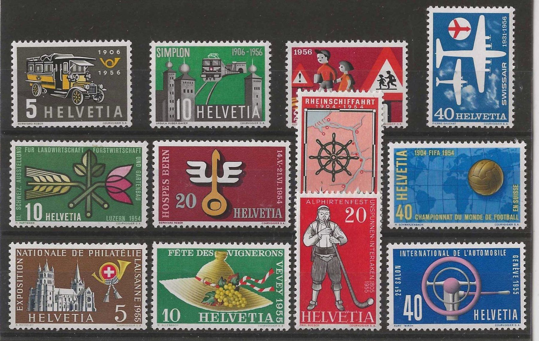 Tutti i francobolli: 3 Serien Werbe 1954/55/56 Postfrisch** – Usato da Zürich venduto da Philacat11