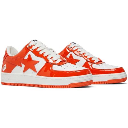 A Bathing Ape BAPE Sta Sneakers Lackleder Orange Weiß