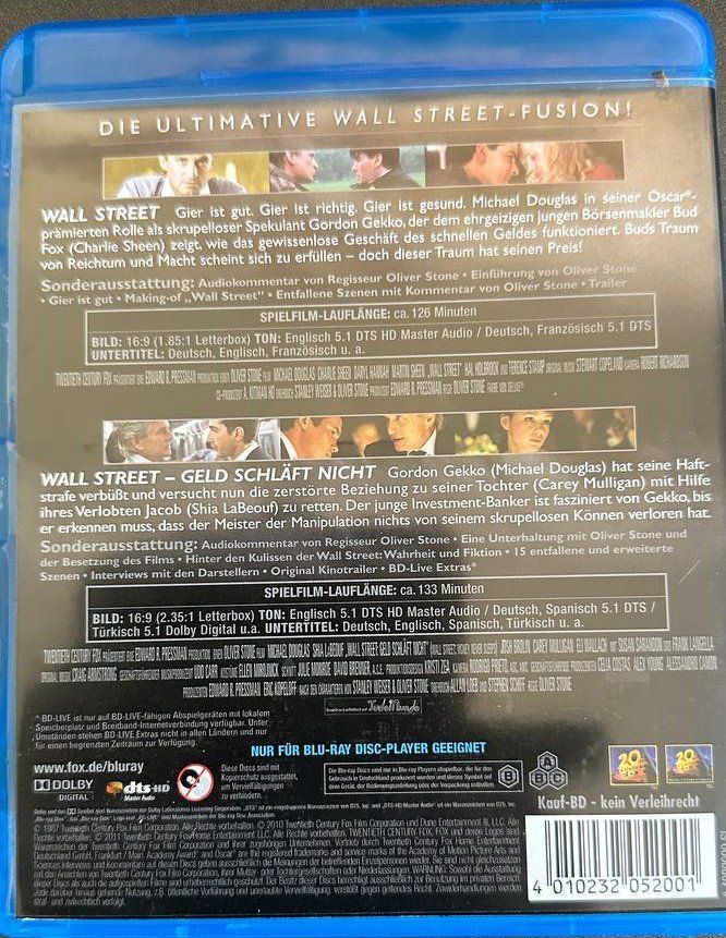 Tutti i DVDs: Wall Street 1&2 - Doppelpack Blu-ray Disc – Usato da Beringen venduto da Mantafisch1 1