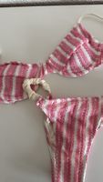 Bikini set pink white striped size XS new
