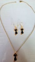 🐈‍⬛ Goldfarbenes Katzen Ohrring und Kette Set 🐈‍⬛