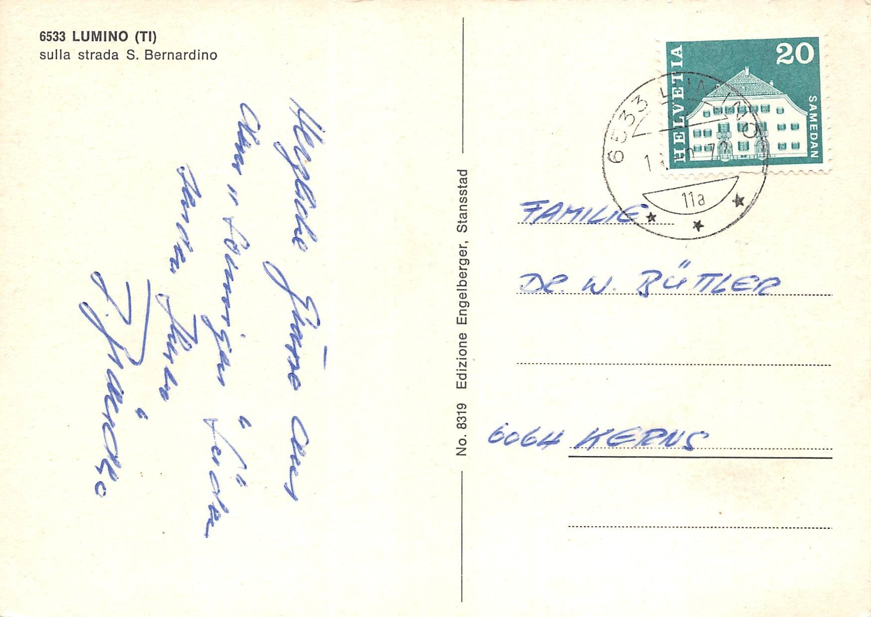 Cartoline postali: Lumino – Usato da Ottikon b.Kemptth. venduto da Neptun1974 1