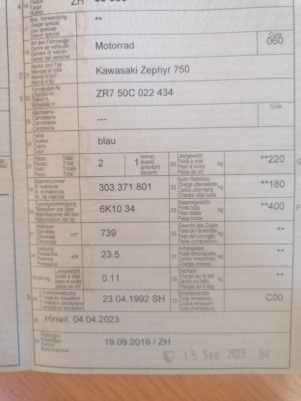 Kawasaki Strada: Kawasaki Zephyr 750 – Usato da Hinwil venduto da ske_72zb 7