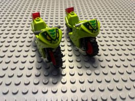 Lego 2x Motorrad mit Schlangengesichtsmuster