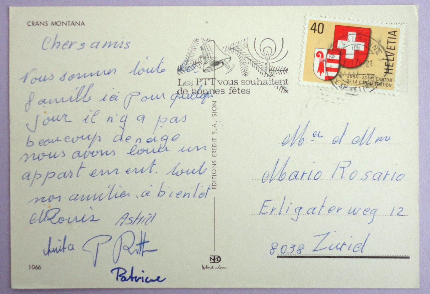Cartoline postali: Crans-Montana – Usato da Fétigny venduto da Billy2miny 1