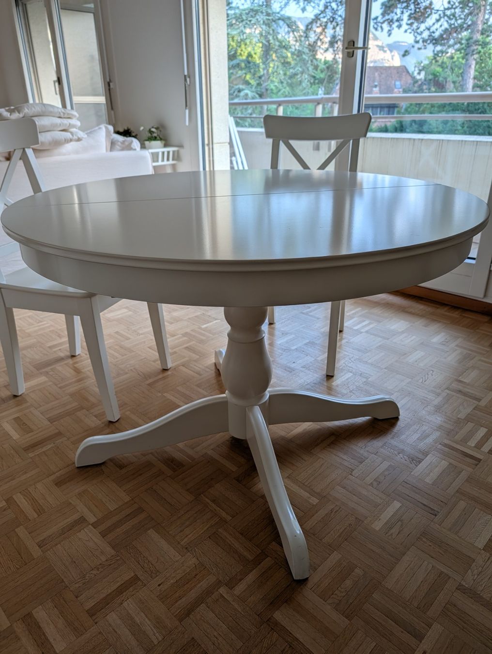 Ikea Tavoli: Table ronde extensible + 4 chaises IKEA INGATORP - blanc - – Usato da Genève venduto da mpi_yf9g 1
