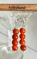 Silber Ohrringe 925 Apricot Calcit handgefertigt Unikat Neu