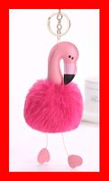 Flamingo Anhänger Schlüsselanhänger Pink Plüsch Fell Zoo