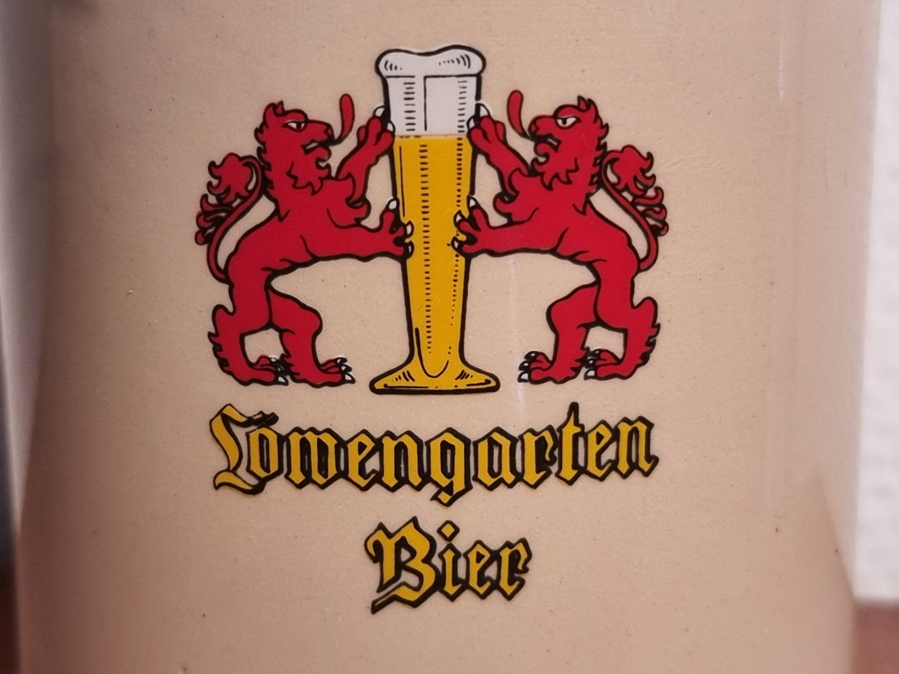 Bicchieri: Löwengarten Bier Steingut Bierkrug / Humpen – Usato da Lommis venduto da 0815undmehr 1