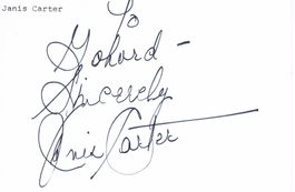 Janis Carter 1913-94 Autogramm signiert Karte 10x15cm